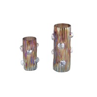 Parke Brown Solid Glass Vase With Dots Round S