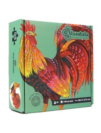 Logic Giochi Mandala Wooden Jigsaw Puzzle Rooster/Roast, 28.5x27.2 cm