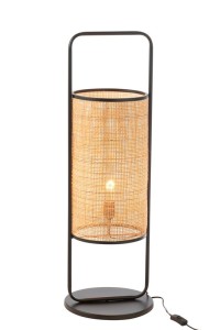 J-Line Table Lamp Elton Metal/Ratan Black/Natural Large