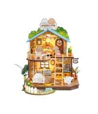 DIY Huisje Puppy's Cozy Villa with LED lighting, Robotime, DG169, 22x18.3x23.5cm