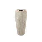 Zinet Taupe Round Ceramic Pot With Lines M