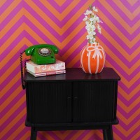 Vaas - Bloemvaaslint - Dolomiet - Oranje/roze - 17x17x17,5 cm