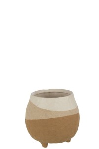 J-Line flower pot on foot - ceramic - beige/light brown - large