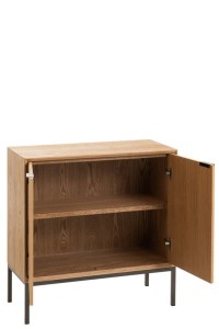 J-Line cabinet on legs - 2 doors - wood/metal - natural