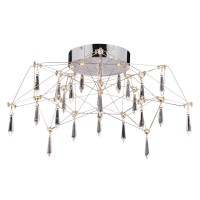LED ceiling light "Araneus" made of metal and glass in chrome, Ø 55 cm, with firmly built -in LEDs, lighting for living room, dining room, hallway or office
