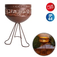 LED decorative solar light with a stand, 34.5 cm high for outside, made of rust-colored metal and plastic, firmly installed LEDs