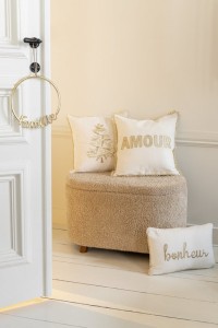 J-Line coussin Amour - textile - white/gold