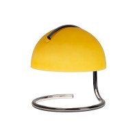 Table lamp "Burano" yellow, approx. 25 cm high, Ø 23.5 cm, made of chrome -colored metal and yellow glass, E27.