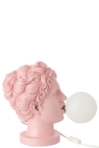 J-Line Table Lamp Lady Head Resin Rose