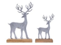 Decorative figure set of 2 deer stand 14/20x22/32cm decorative figure aluminum mango wood