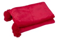 J-Line Plaid Pompom - polyester - fuchsia - 170 x 130 cm