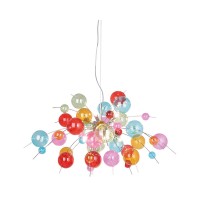 Pendant lamp "explosion" colored made of metal and glass, G9 versions, hanging lamp for dining room, living room, hall or office, Øca. 98 cm