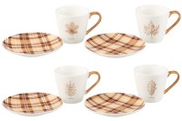 J-Line bag + saucer Tray - gift box - ceramic - brown - L - 4 pieces