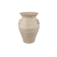 Leandra Beige Round Ceramic Jar Rough Structure M