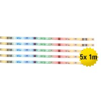 5x 1m RGB LED stripe, with color change, dimmable, including infrared remote control