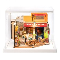 Robotime, DIY Huisje Corner Bookstore met LED verlichting, DG164, 25x16,7x18cm