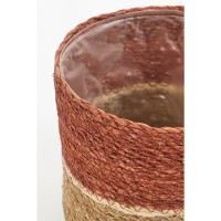 Damian Plantenmand - Set van 2 - H20 x Ø20 cm - Zeegras - Rood