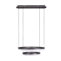 LED CCT pendant light "Circulo" made of black metal and sand-colored plastic, with integrated LED and many functions, Ø 60 cm, 150 cm high.