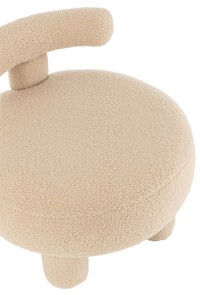 J-Line Stool Round With Backrest Bouclé Warm Beige