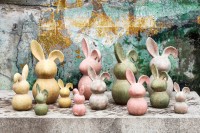 Berniee Yellow Cement Rabbit Statue Mixed Ears M