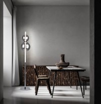LED Stehleuchte "NOVA" Stehlampe mit Dimmfunktion aus chromfarbenem Metall, Kunststoff und Rauchglas, mit fest verbauten LEDs , ca 150 cm hoch