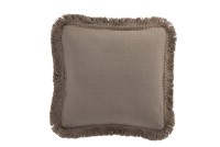 J-Line cushion Fringe Square - cotton - taupe