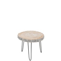 J-Line bijzettafel Paulownia - hout/ijzer - grijs - small