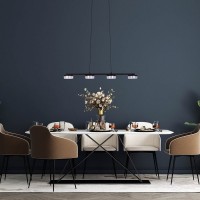 LED pendant lamp "Cimo" made of metal and plastic in black, with integrated LED, length 96 cm