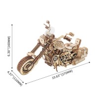 Wooden Puzzle 3D Cruiser Motorcycle, Robotime, LK504, 27x11.6x16cm