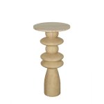 Callain Natural Mango Wood Side Table Marble Rnd L