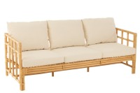 J-Line sofa Elise + cushion 3 Persons - rattan/textile - natural/white