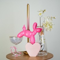 Ornament- Spaarpot Ballon Hond- Neon Roze-17x7x17cm