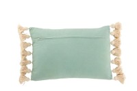 J-Line cushion Rectangle Pompom - cotton - polyester - blue