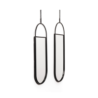 Mirror - Round Wall Mirrors - Metal - Black - 22x60|9x50cm