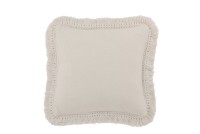 J-Line cushion Franjev square - cotton - white