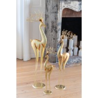 J-Line figuur Rendier Op Voet - metaal - goud - large