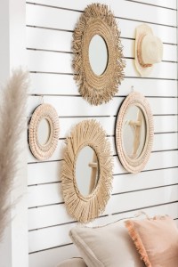 J-Line mirror Braid - rattan - natural