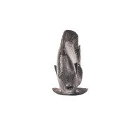 Ornament - Platte Vis - Polyresin - Zwart - 19,5x10,5x16cm
