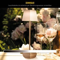 Solar battery lamp "Emmi" 38 cm high, umbrella Ø 13 cm, metal in almond and white plastic, for the outdoor area, dimmable CCT.