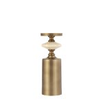 Nikolaos Brass Candleholder Travertine Round M