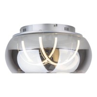 LED ceiling light "Malou" Ø 45 cm, 23.5 cm high, made of metal, smoke glass, integrated LEDs, warm white
