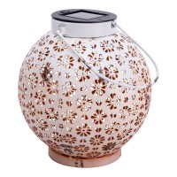2 Set LED decoration solar light Ø 18 cm outside decoration made of metal in white with integrated LEDs