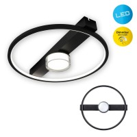 LED ceiling light "Cimo" made of black metal and plastic, 40 cm long, dimmable by wall switch