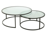 J -Line Coffee Table Round - Metal/Glass - Black