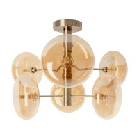 Deckenleuchte "ORION" Ø ca. 53 cm amber, aus messingfarbenem Metall und Glas in amber, G9-Sockel, Beleuchtung für Wohnzimmer, Esszimmer oder Büro.