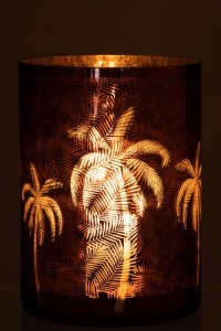 J-Line lantern Palm tree - glass - brown - extra large