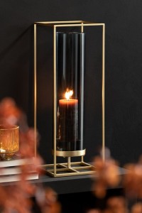 J-Line lantern Rectangle High - candle holder - metal/glass - gold