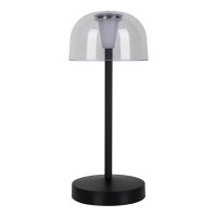 2 Set LED battery table light "Gomba" for outside and inside, made of metal and plastic in black, 18.5 cm high