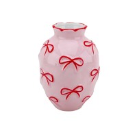 Vaas - Bloemvaaslinten - Lichtroze/rood -13,5x13,5x19cm