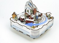 Music box DIY 3D Wooden Puzzle, Snow Train, Tone-Cheer, TQ058, 14x14x12.2cm